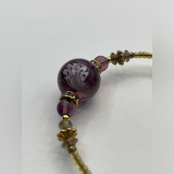 Premier Designs purple and gold Murano Glass Beaded bracelet - Picture 8 of 15